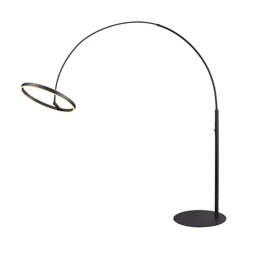 SLV LED-gulvlampe One Bow FL, sort, stål, højde 232 cm