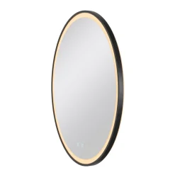 SLV Trukko LED-vægspejl IP44 CCT sort Ø 80cm