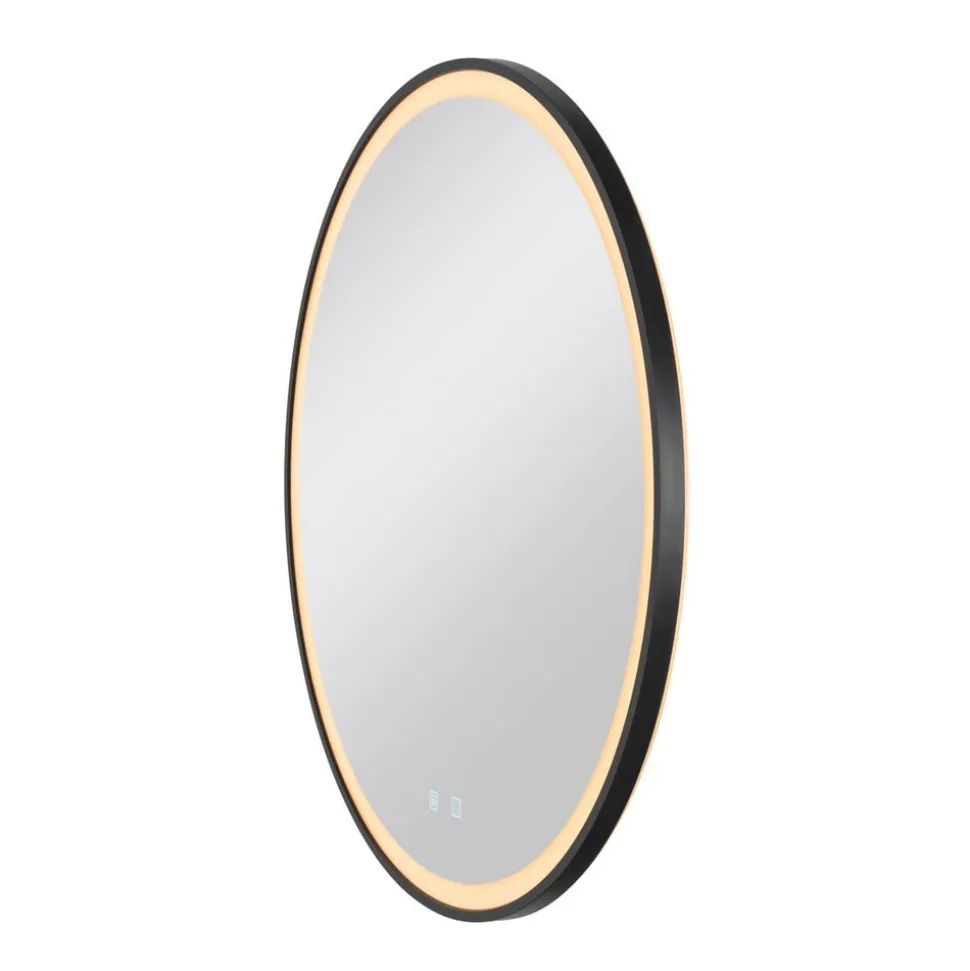 SLV Trukko LED-vægspejl IP44 CCT sort Ø 80cm