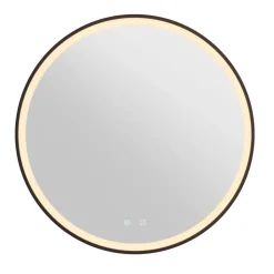 SLV Trukko LED-vægspejl IP44 CCT sort Ø 80cm