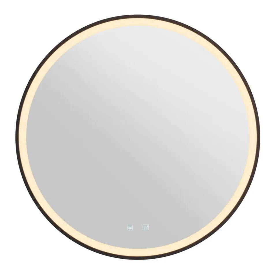 SLV Trukko LED-vægspejl IP44 CCT sort Ø 80cm