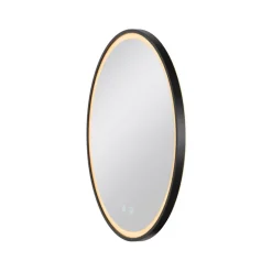 SLV Trukko LED-vægspejl IP44 CCT sort Ø 61cm