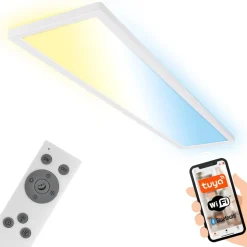 Smart LED loftlampe Tava, 98x20 cm, CCT, dæmpbar
