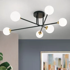 Snowwhite loftlampe med stænger, 6 lyskilder, sort
