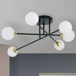 Snowwhite loftlampe med stænger, 6 lyskilder, sort