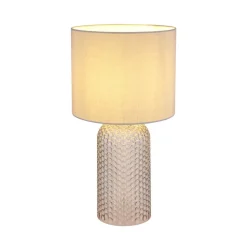 Sofia bordlampe, grå, højde 50 cm, stof/glas