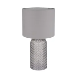 Sofia bordlampe, grå, højde 50 cm, stof/glas