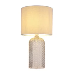 Sofia bordlampe, grå, højde 50 cm, stof/glas