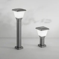 Sokkellampe Lena, 30 cm, mørkegrå, metal, E27, IP65