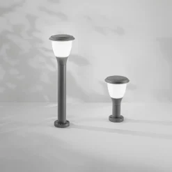 Sokkellampe Thiago, 30 cm, mørkegrå, metal, E27, IP65