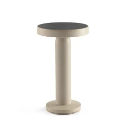 Solar-LED-bordlampe Cairo, beige, plast, IP44, 21 cm