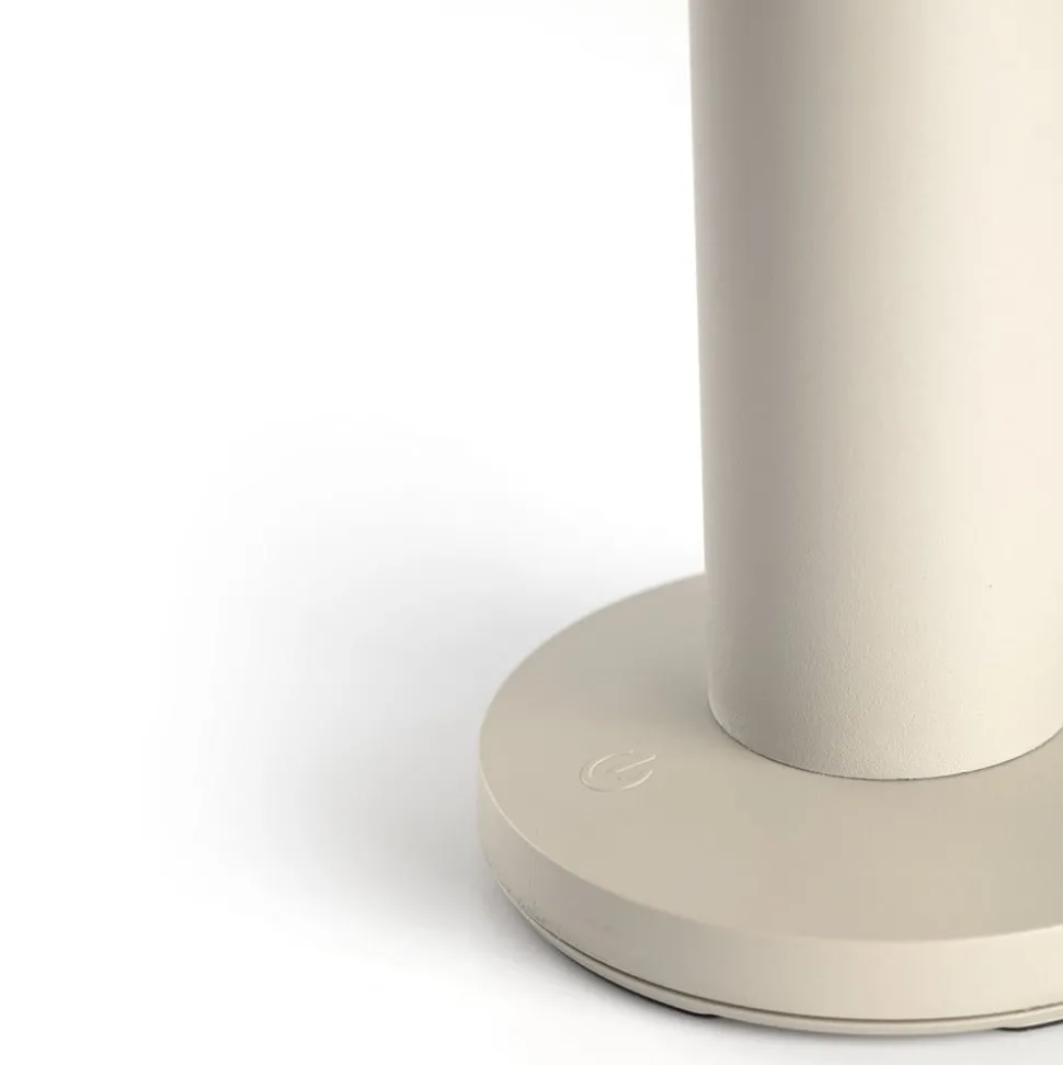 Solar-LED-bordlampe Cairo, beige, plast, IP44, 21 cm