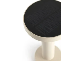 Solar-LED-bordlampe Cairo, beige, plast, IP44, 21 cm