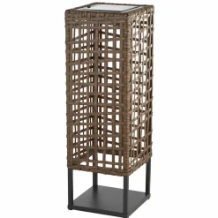 Solar-LED-terrasselampe Marcjanna, brun, rattan, 47 cm