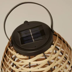 Solar-LED-terrasselampe Netan, brun, rattan, 23 cm, IP44