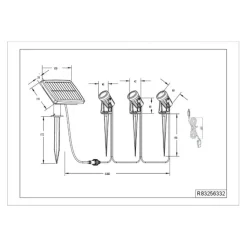 Solar spotlight Obidos, sort mat, aluminium, 3 stk