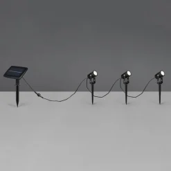 Solar spotlight Obidos, sort mat, aluminium, 3 stk