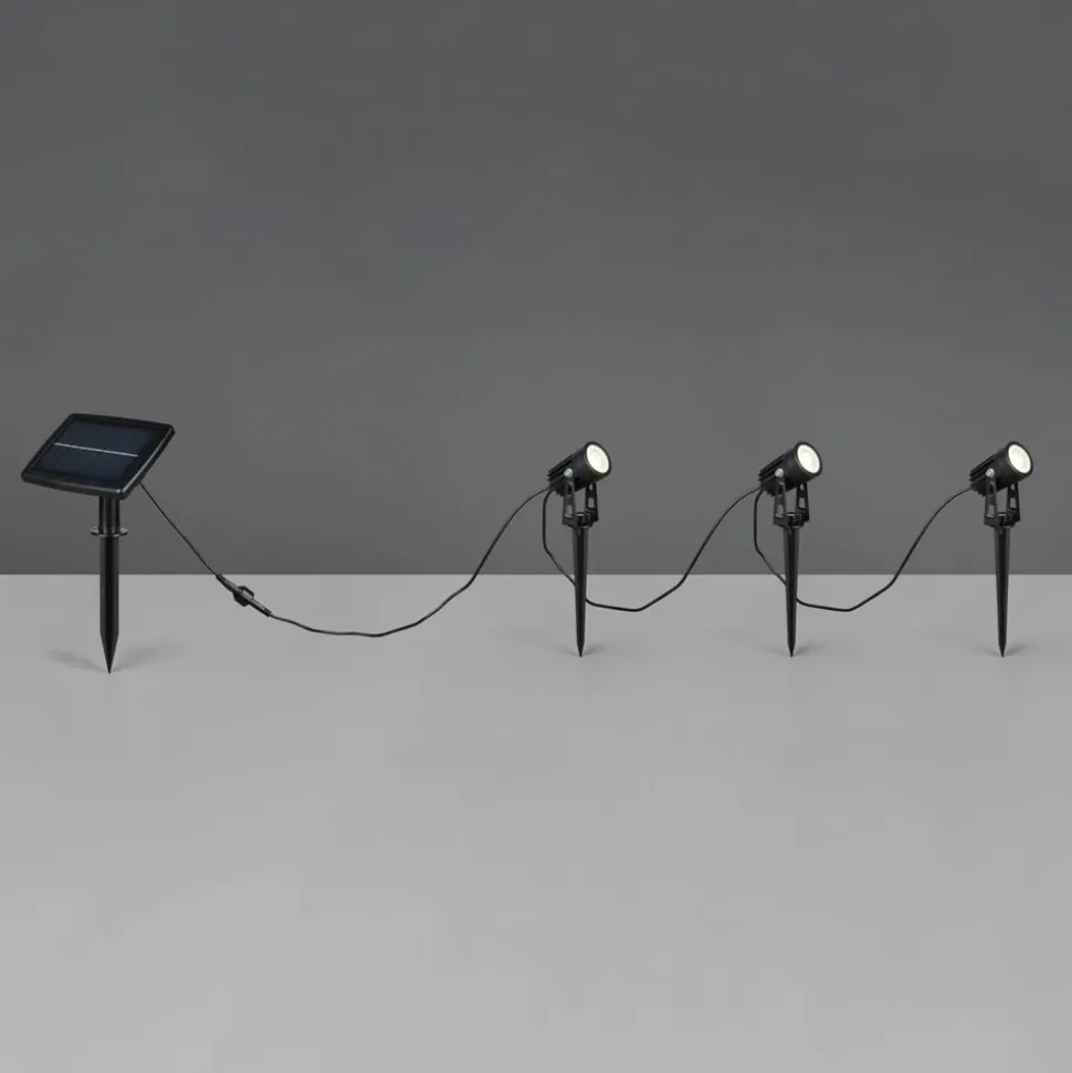 Solar spotlight Obidos, sort mat, aluminium, 3 stk