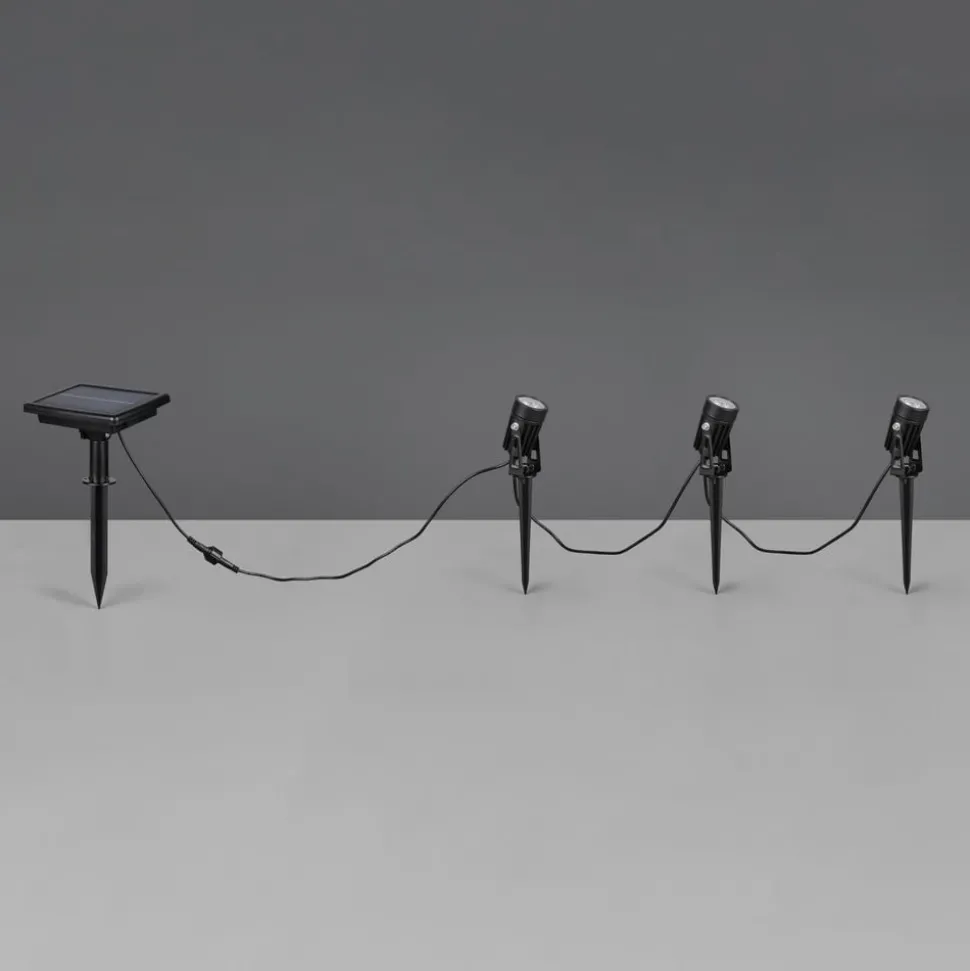 Solar spotlight Obidos, sort mat, aluminium, 3 stk
