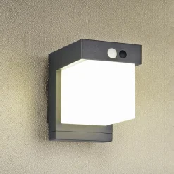 Solar-væglampe Colombo, sort mat, højde 14 cm, sensor