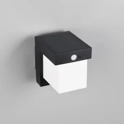 Solar-væglampe Colombo, sort mat, højde 14 cm, sensor