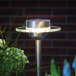 Solcellelampe i ædelstål Ufo med LED, IP44
