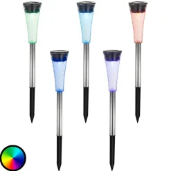 Solcellelampe Navin, RGB farveskift, 5’er sæt