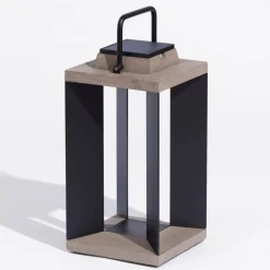 Solcellelanterne Teckalu, aluminium sort, 45,5 cm