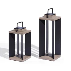 Solcellelanterne Teckalu, aluminium sort, 45,5 cm