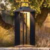 Solcellelanterne Teckalu, aluminium sort, 65,5 cm