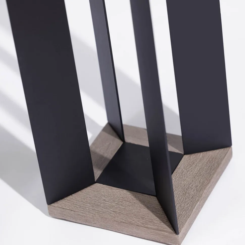 Solcellelanterne Teckalu, aluminium sort, 65,5 cm