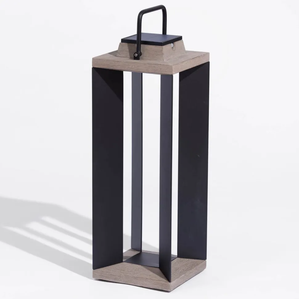 Solcellelanterne Teckalu, aluminium sort, 65,5 cm