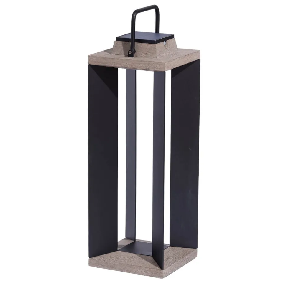 Solcellelanterne Teckalu, aluminium sort, 65,5 cm