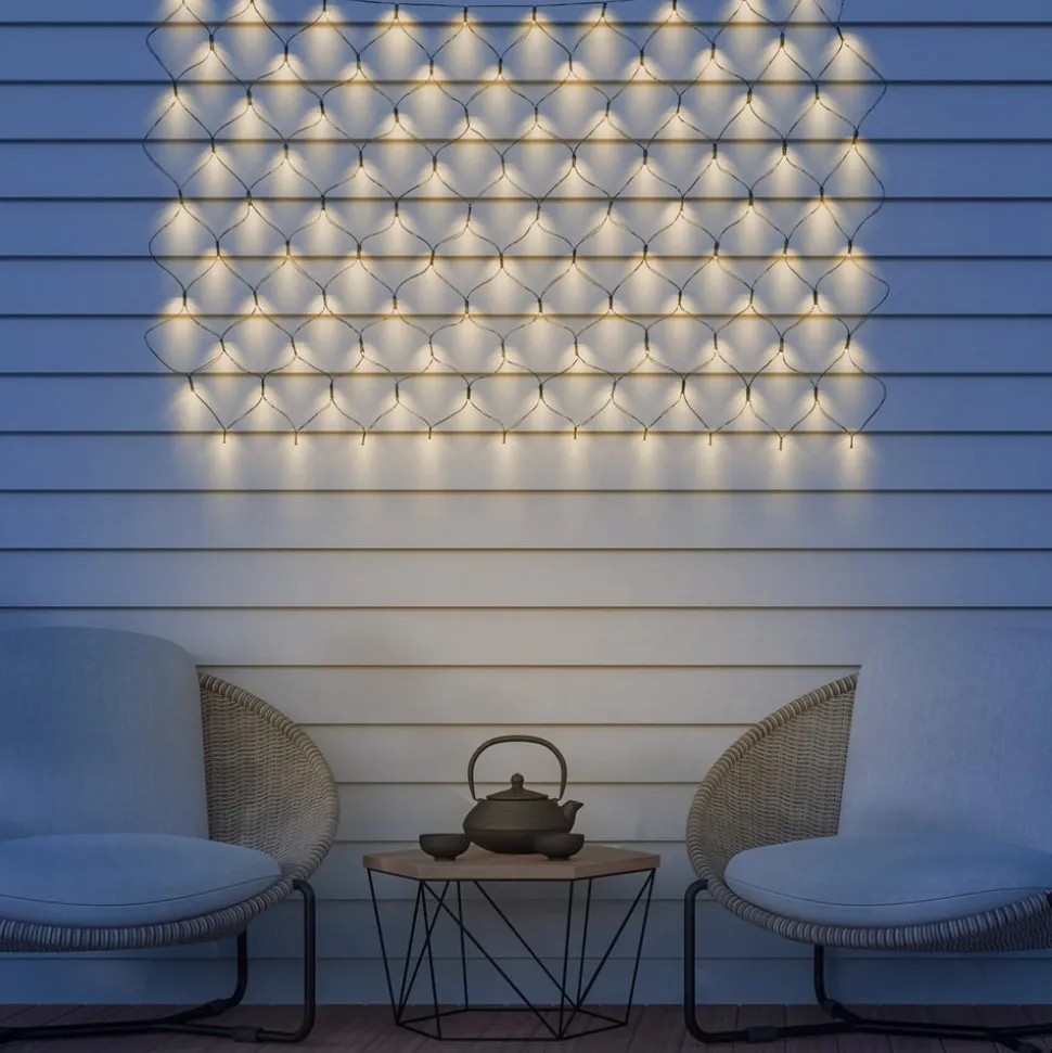 Solcelle-LED-lysforhæng IP44 110x90cm 100 lk