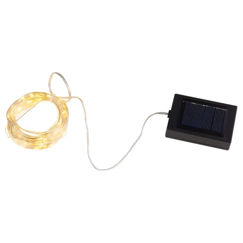 Solcelle lyskæde Ece, transparent, 13,5 meter