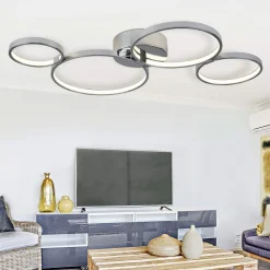 Solexa LED-loftlampe, ringformet, kromlook