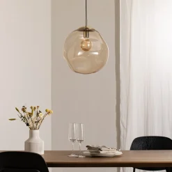 Sol-glaspendel, Ø 35 cm, sort/ravgylden