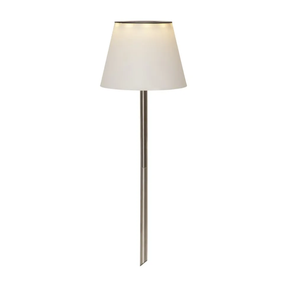 Solini LED-lampe med jordspyd, hvid/sølv, højde 90 cm
