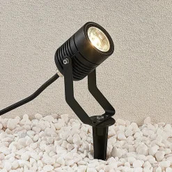 Sort udendørs LED-spot Maris med jordspyd