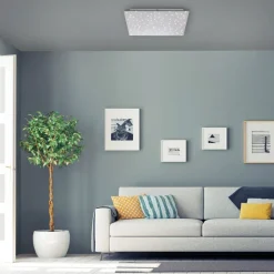 Sparkle LED-loftlampe CCT dim stål 45x45cm