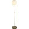 Sphere gulvlampe, antik messing, med glaskugle