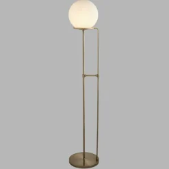 Sphere gulvlampe, antik messing, med glaskugle