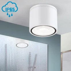 Sputnik LED-loftspot, IP65, Ø 14,5 cm, hvid