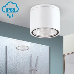 Sputnik LED-loftspot, IP65, Ø 14,5 cm, hvid