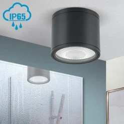 Sputnik LED-loftspot, IP65, Ø 14,5 cm, sort