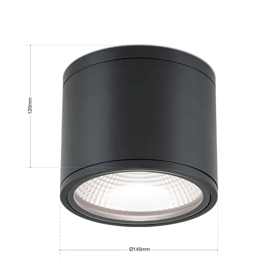 Sputnik LED-loftspot, IP65, Ø 14,5 cm, sort