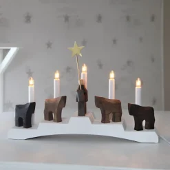 Staffans fålar lysestage, brun/hvid