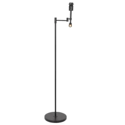 Stang gulvlampe, LED-læselampe, sort/naturlig fletværk