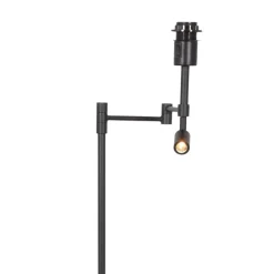 Stang gulvlampe, LED-læselampe, sort/naturlig fletværk