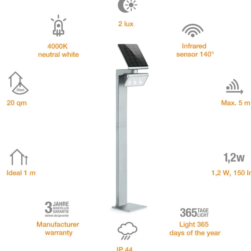 STEINEL XSolar Stand LED-solcellelampe, sølv